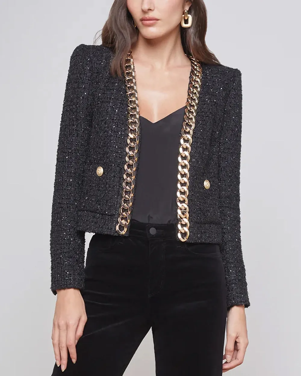 Black Tweed Greta Chain Jacket