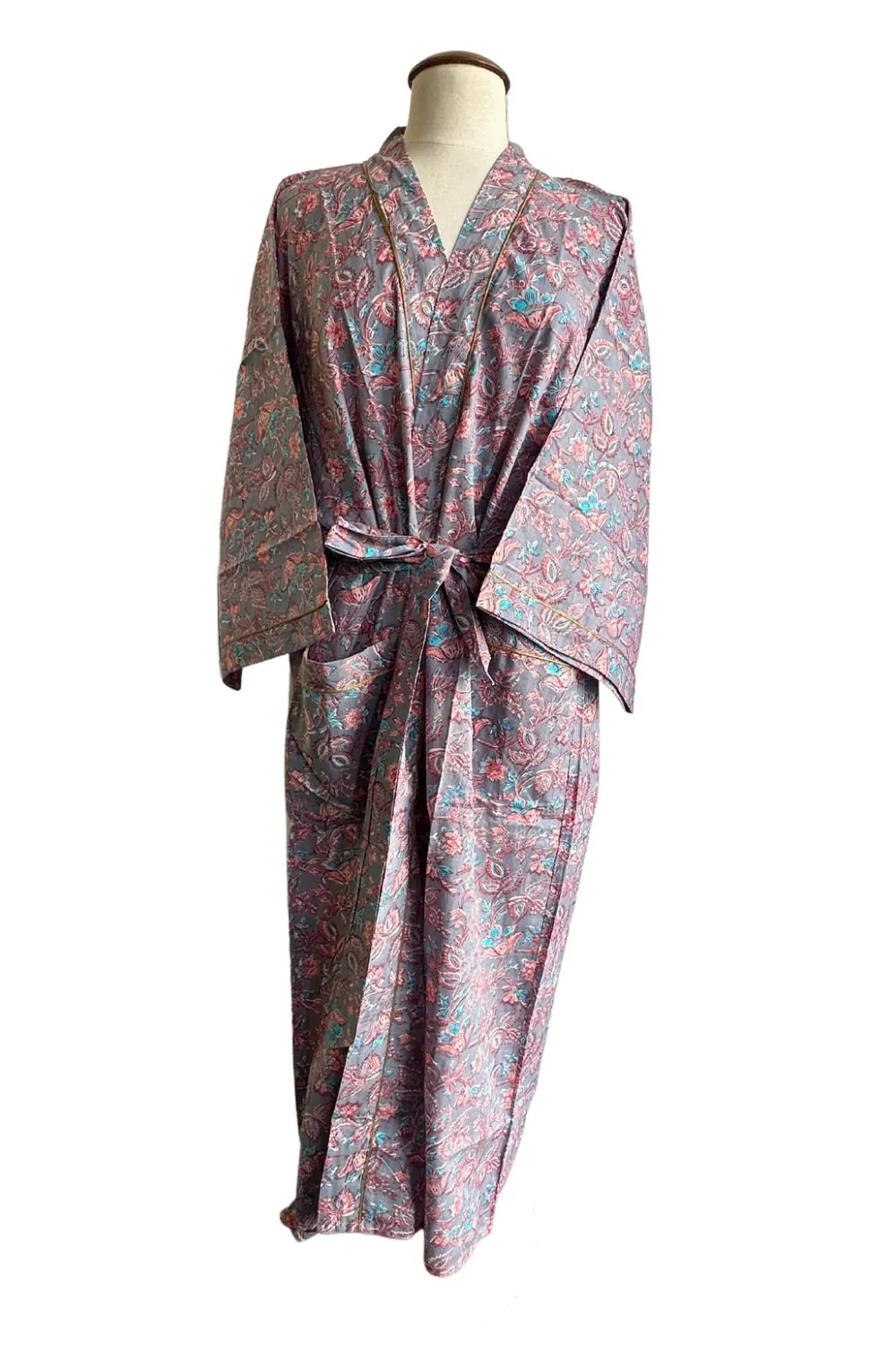 Block Print Cotton Kimono Dressing Gown