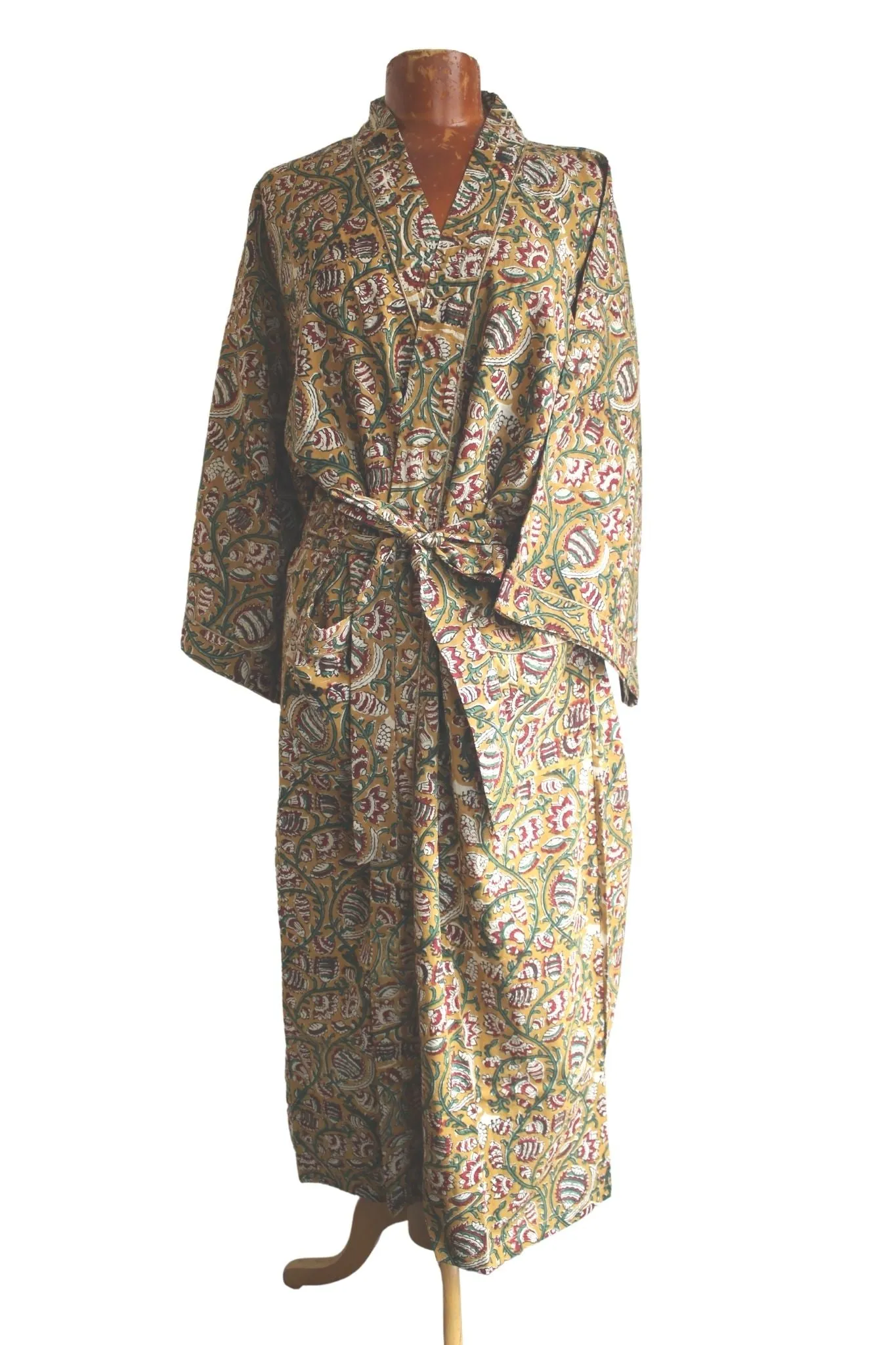 Block Print Cotton Kimono Dressing Gown