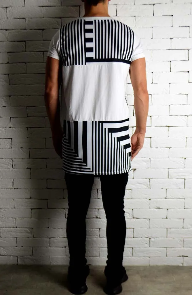 Block Sublimation T-Shirt - White and Stripe