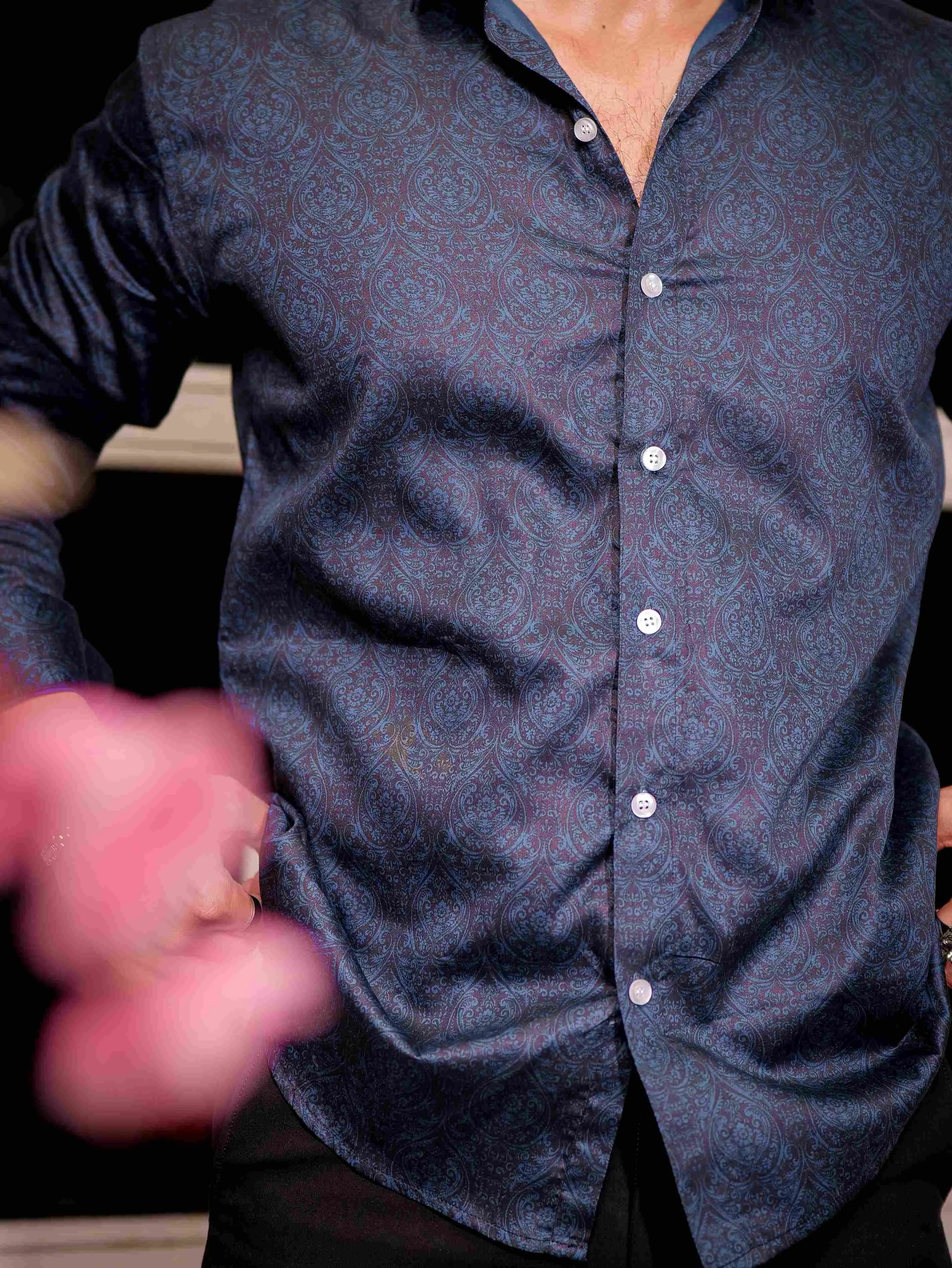 Blue Cotton Print Premium Shirt