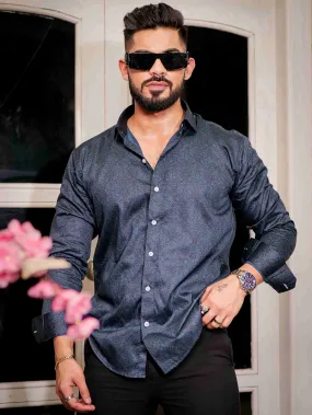 Blue Cotton Print Premium Shirt