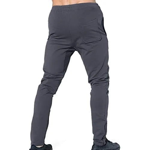 BROKIG Mens Zip Joggers Pants - Casual Gym Workout Track Pants Comfortable Slim Fit Tapered Sweatpants with Pockets (Small, Shadow Grey)