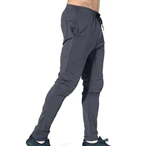 BROKIG Mens Zip Joggers Pants - Casual Gym Workout Track Pants Comfortable Slim Fit Tapered Sweatpants with Pockets (Small, Shadow Grey)