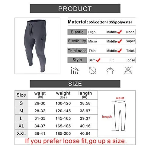 BROKIG Mens Zip Joggers Pants - Casual Gym Workout Track Pants Comfortable Slim Fit Tapered Sweatpants with Pockets (Small, Shadow Grey)