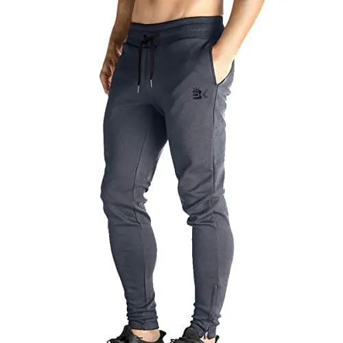 BROKIG Mens Zip Joggers Pants - Casual Gym Workout Track Pants Comfortable Slim Fit Tapered Sweatpants with Pockets (Small, Shadow Grey)