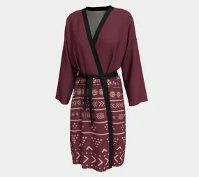 Cabernet Mudcloth Boho Peignoir Robe