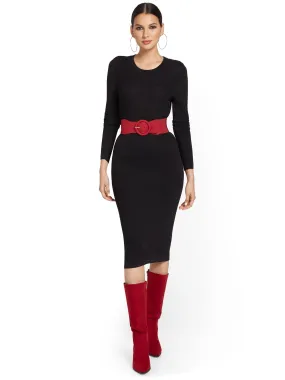 Cable-Front Sweater Dress
