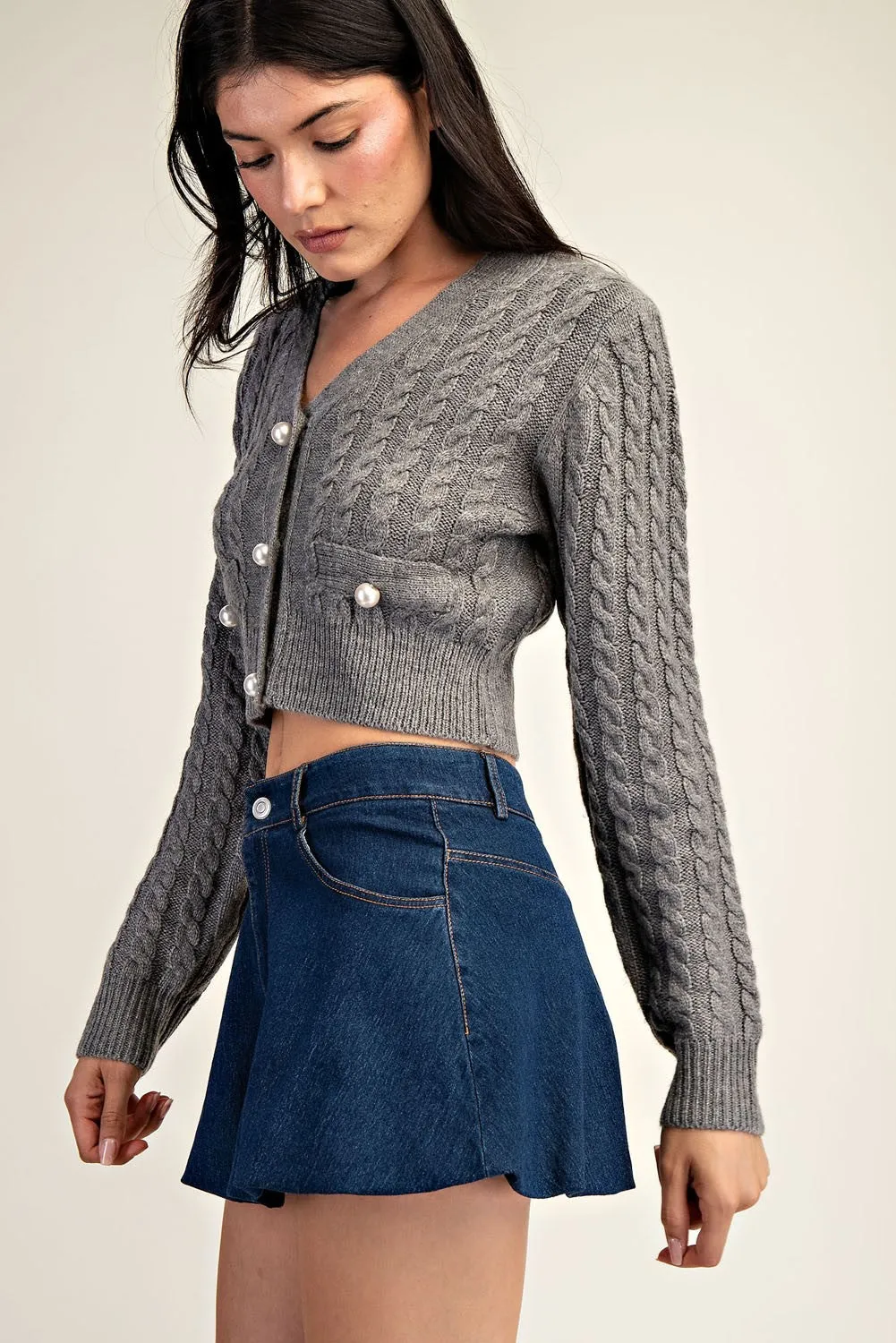 Cable Sweater Crop Cardigan