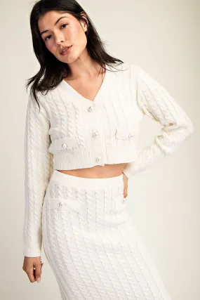 Cable Sweater Crop Cardigan
