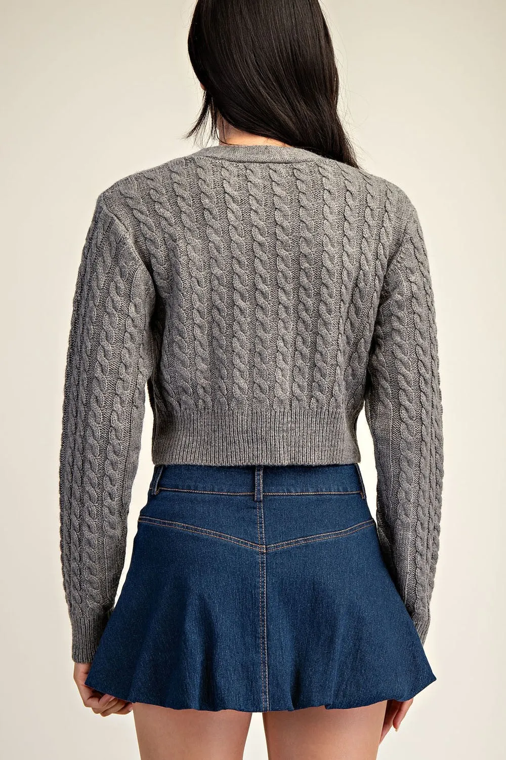 Cable Sweater Crop Cardigan