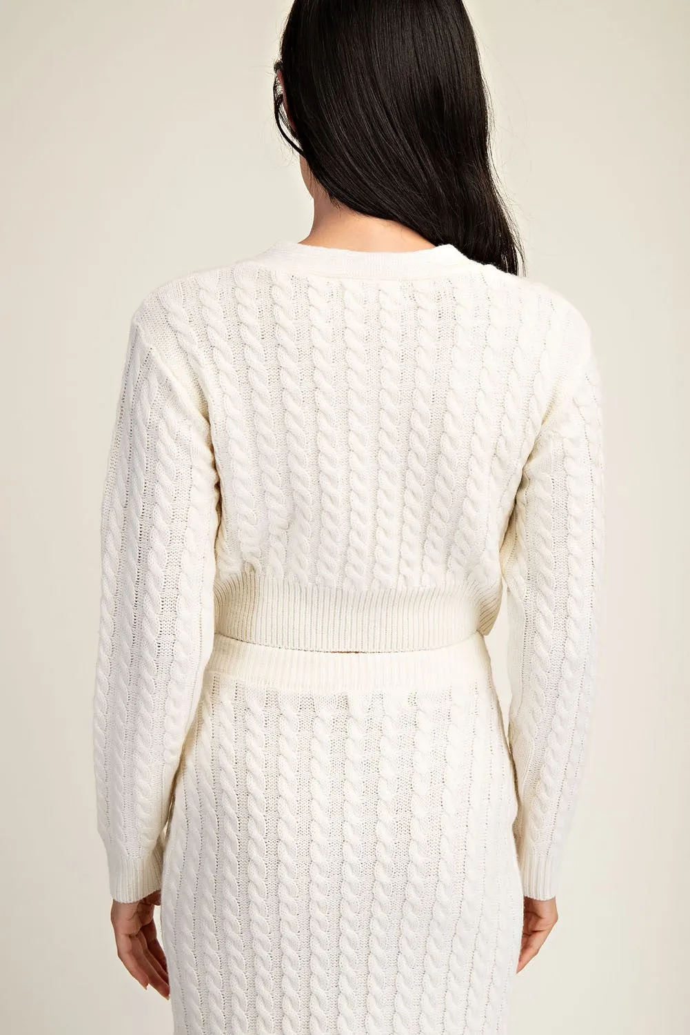 Cable Sweater Crop Cardigan