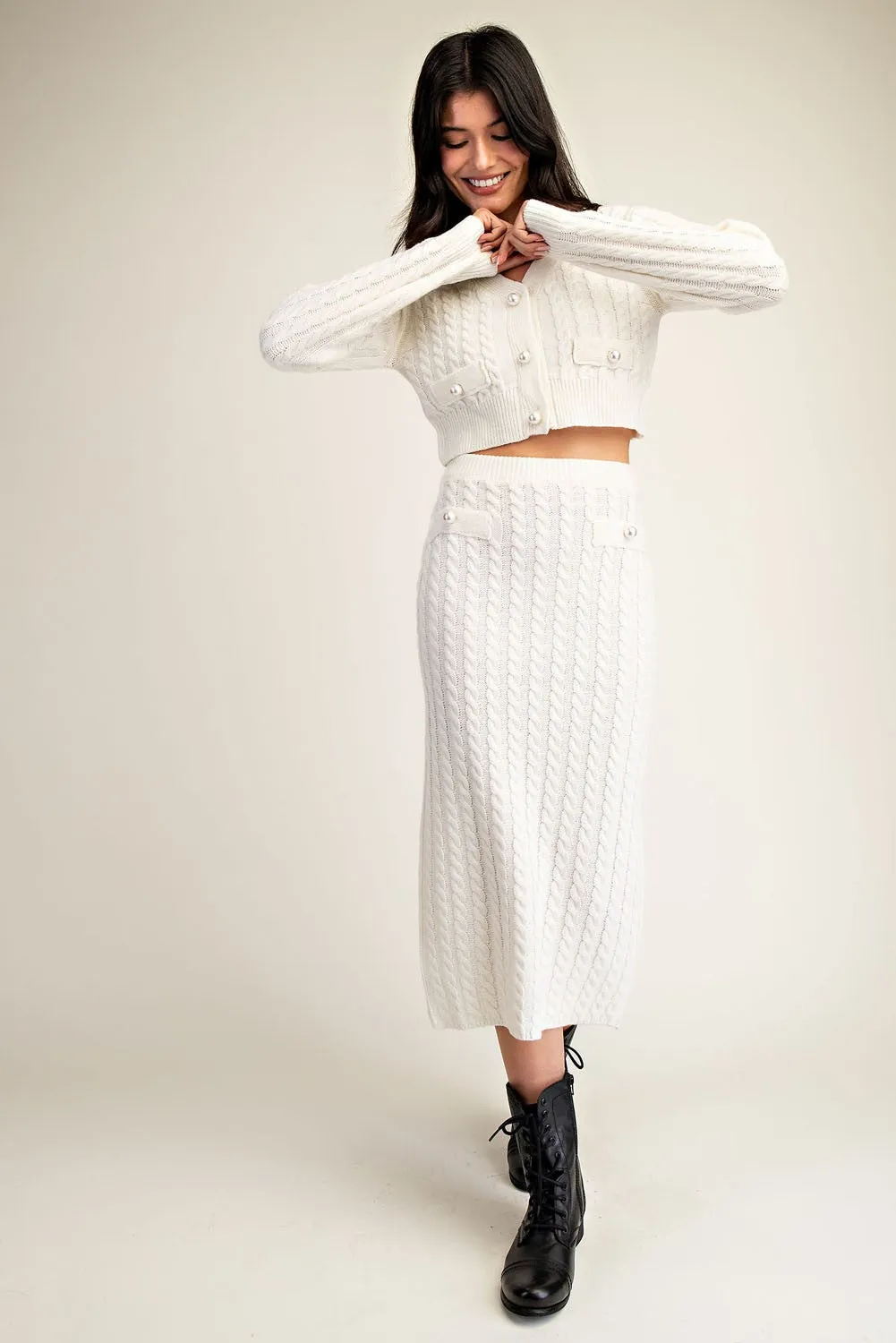 Cable Sweater Crop Cardigan