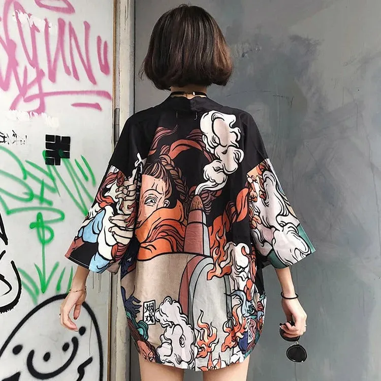 Cartoon Nature Breath Wind Kimono