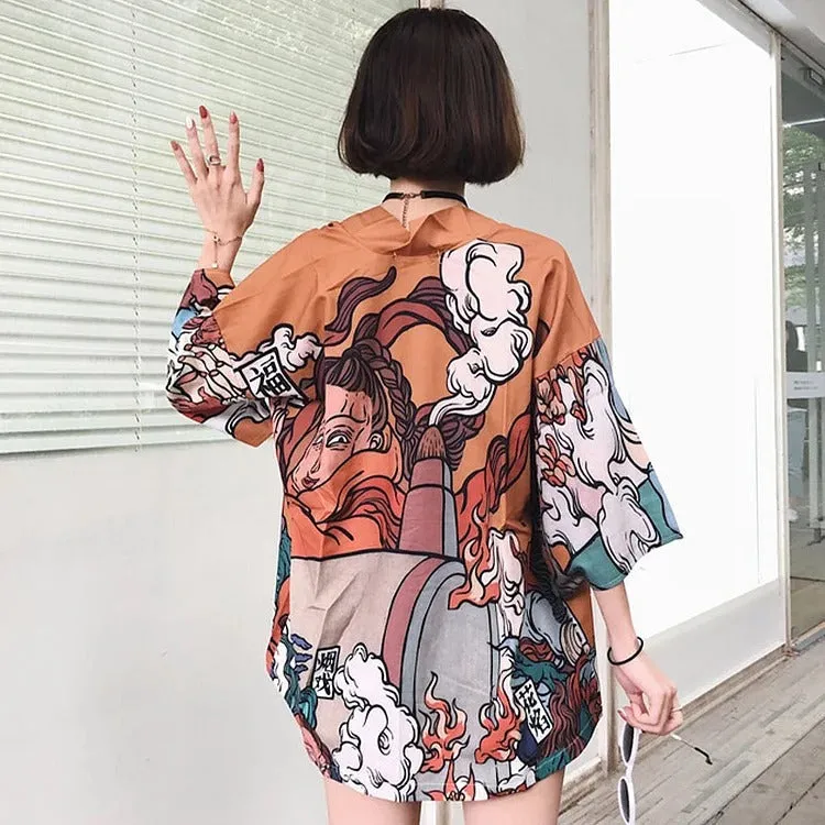 Cartoon Nature Breath Wind Kimono