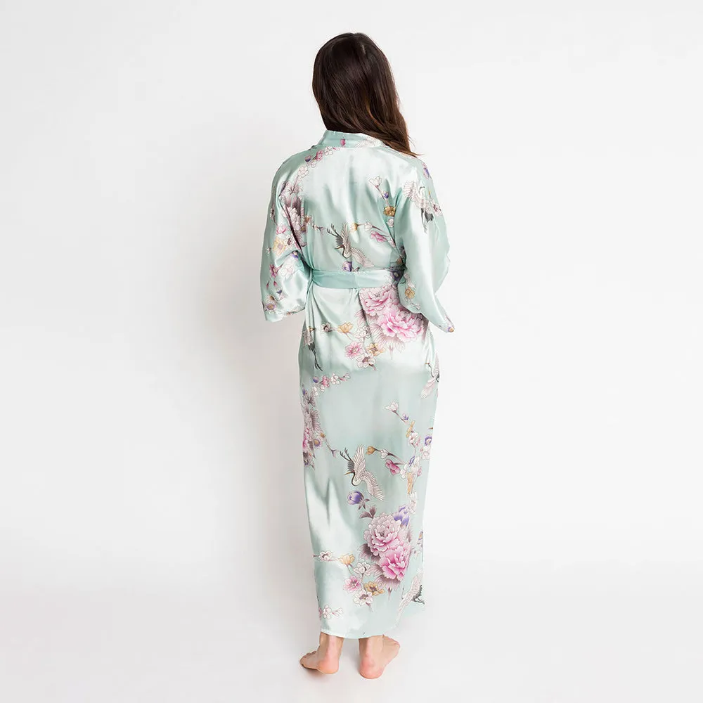 Chrysanthemum & Crane Long Kimono Robe