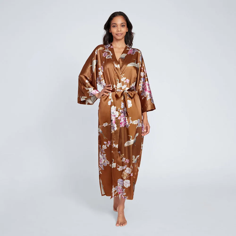 Chrysanthemum & Crane Long Kimono Robe