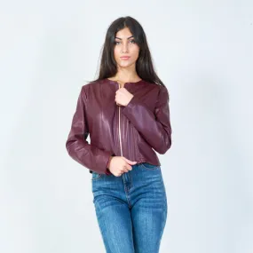 Cropped faux leather jacket wholesale