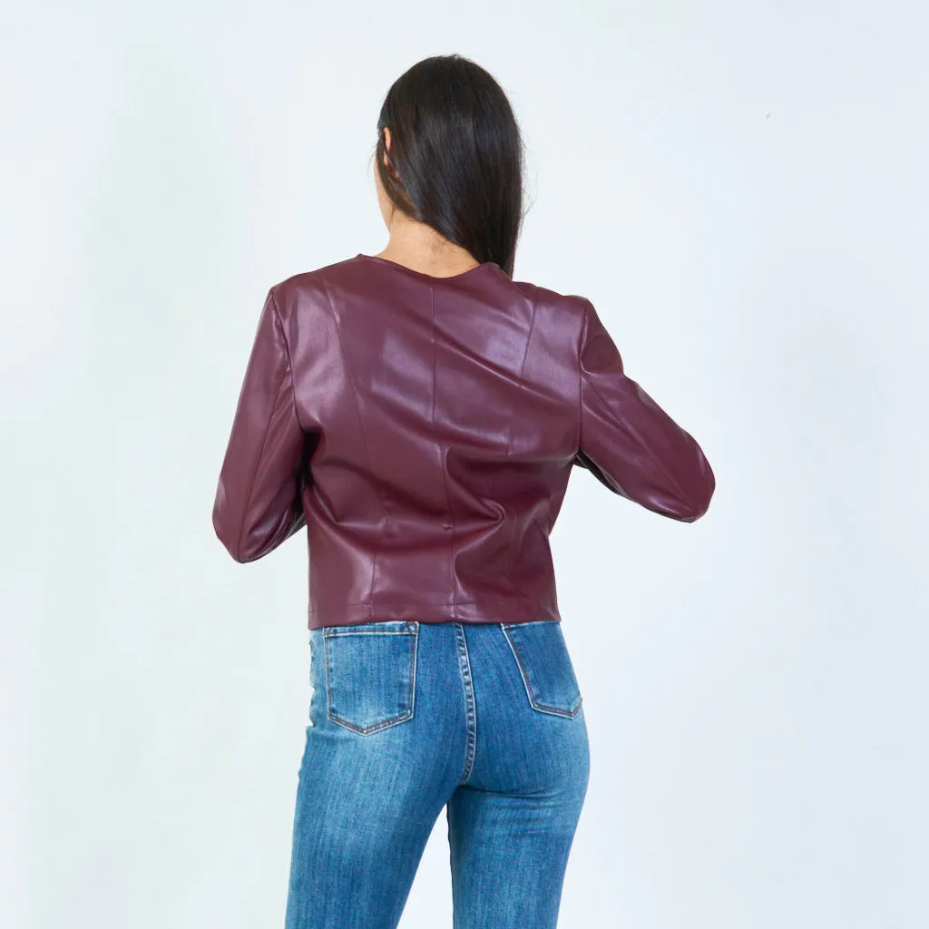 Cropped faux leather jacket wholesale