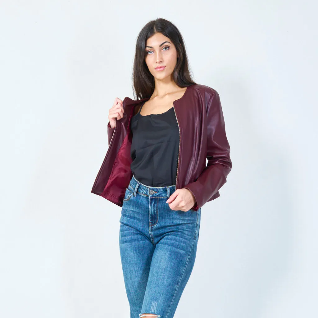 Cropped faux leather jacket wholesale