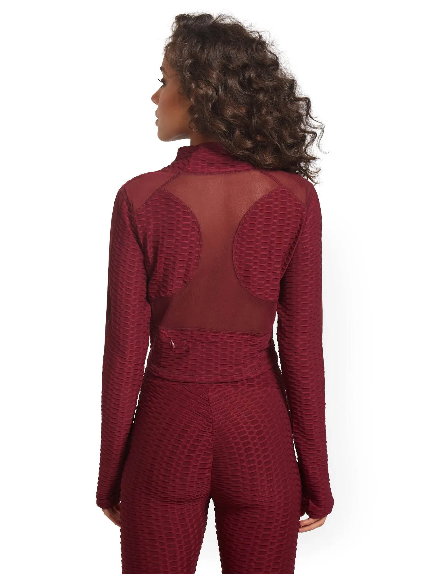 Cropped Mesh Cut-Out Jacket