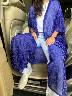 Dark Blue Cosmo Silk Abaya