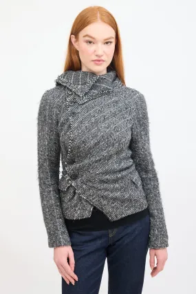 Dark Grey Boucle Asymmetrical Jacket