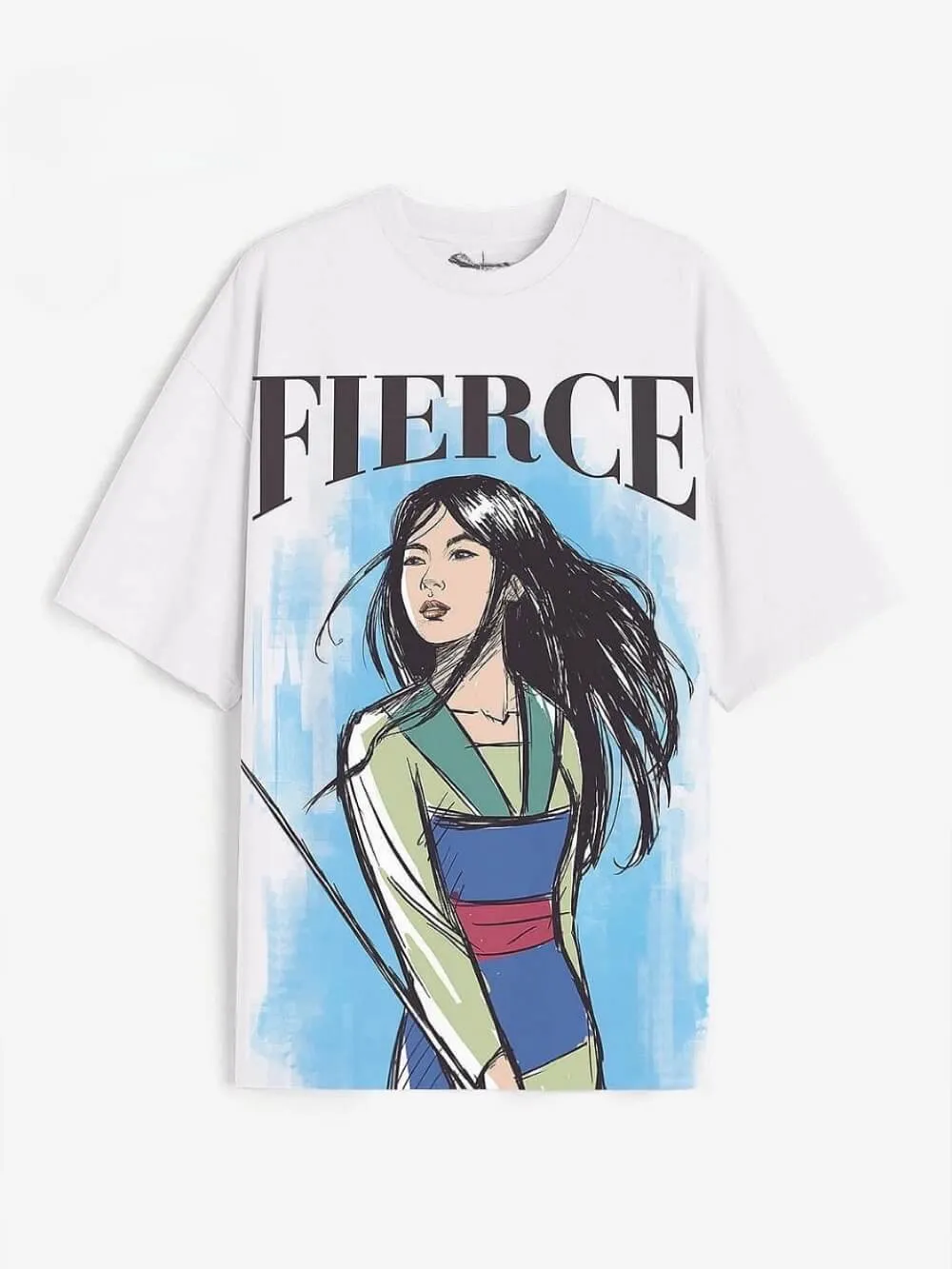 Disney Mulan Fierce Printed Premium Quality Womens Drop Shoulder T shirt Legacy Boutiques Dhaka