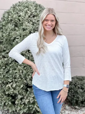 Dylan Slub Cotton 3/4 Deep-V Tee Seashell