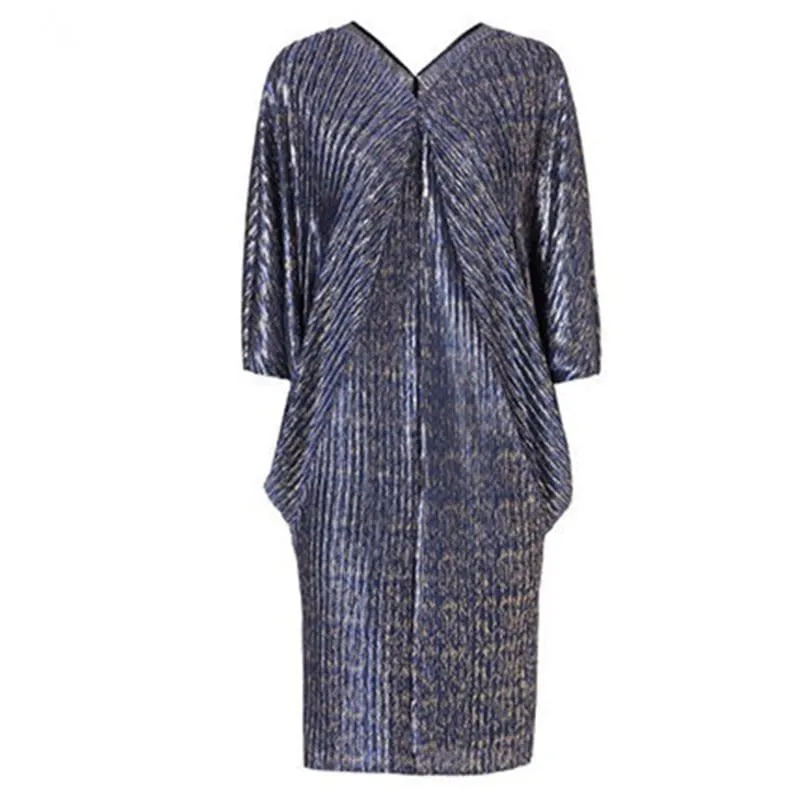 Fashion Pleated Midi Sweater Dress