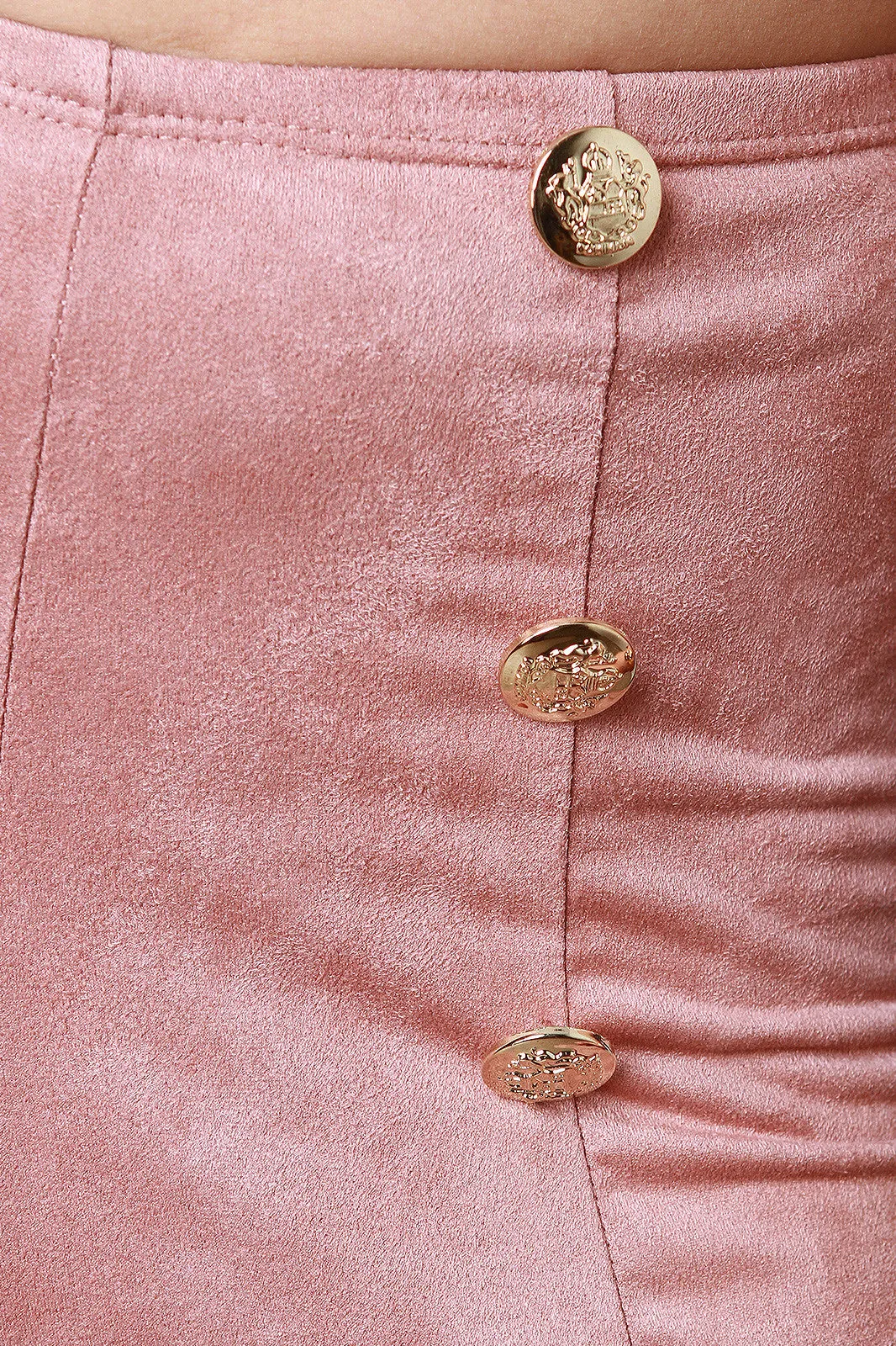 Faux Suede Double Button Pants