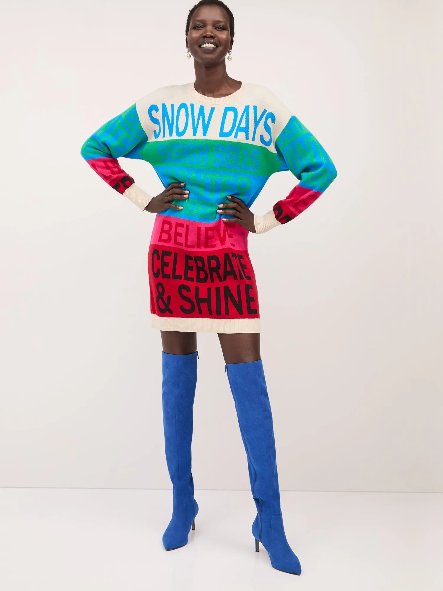 Festive-Text Sweater Dress