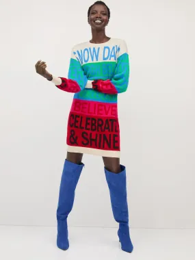 Festive-Text Sweater Dress