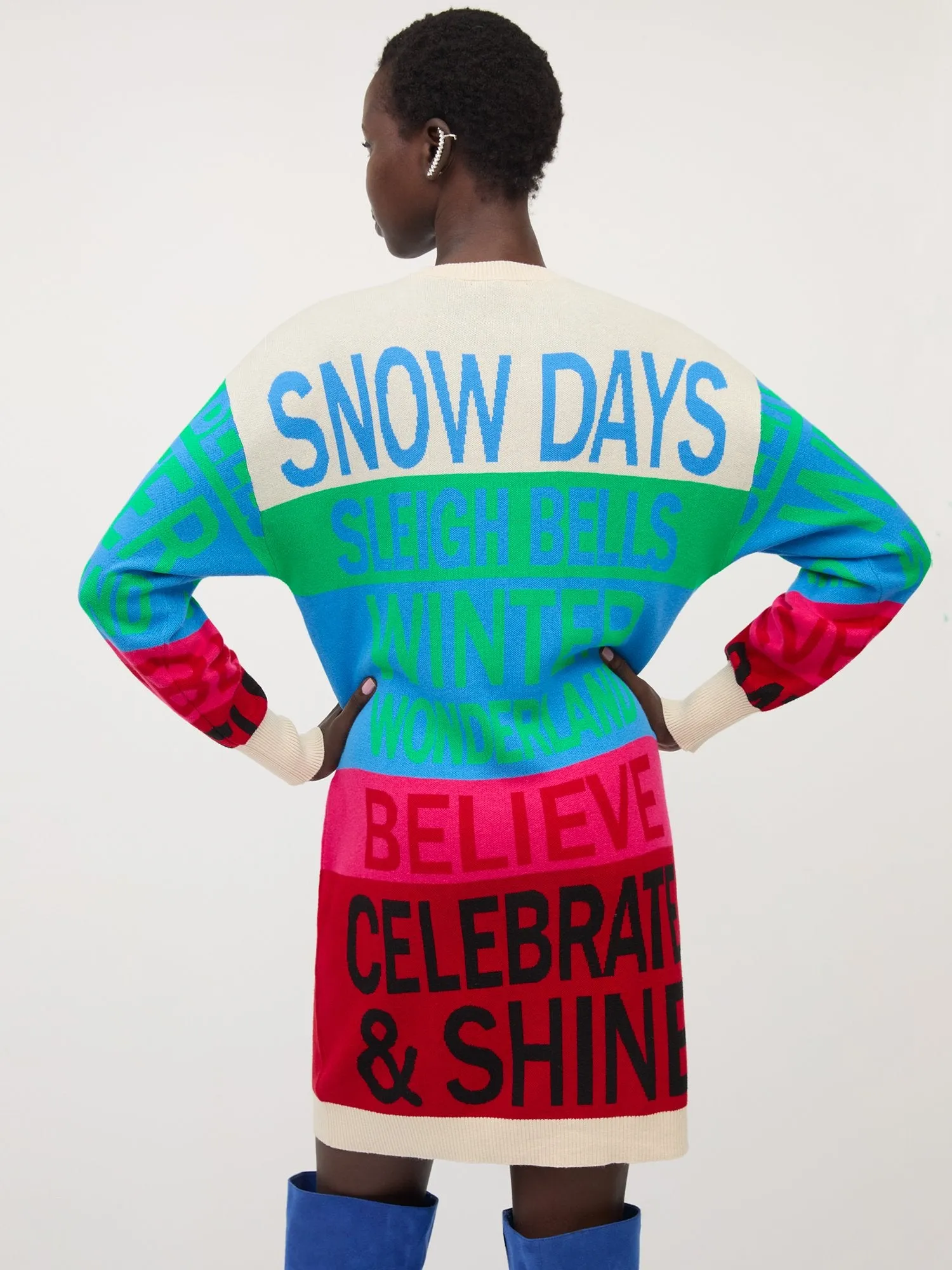 Festive-Text Sweater Dress