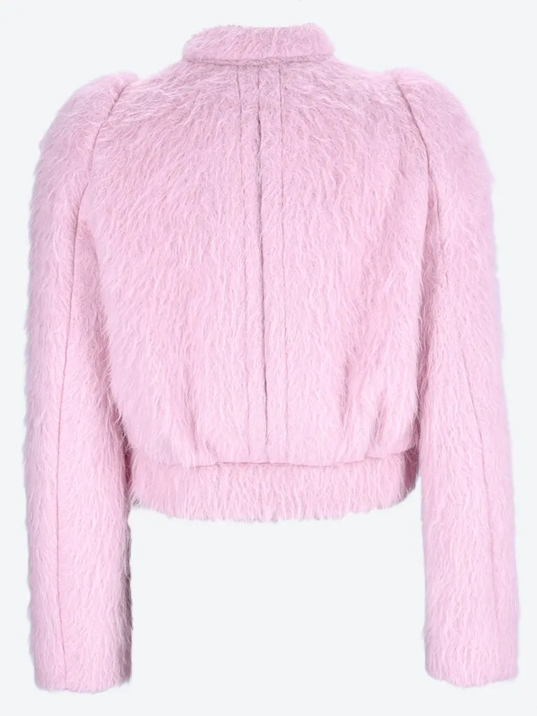 Fitted short casual jacket with gathered sleeve