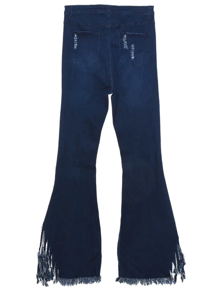 Frayed Hem Indigo Jeans - W28 L34