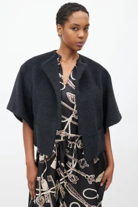 FW 2002 Grey Wool & Leather Lined Short Jacket