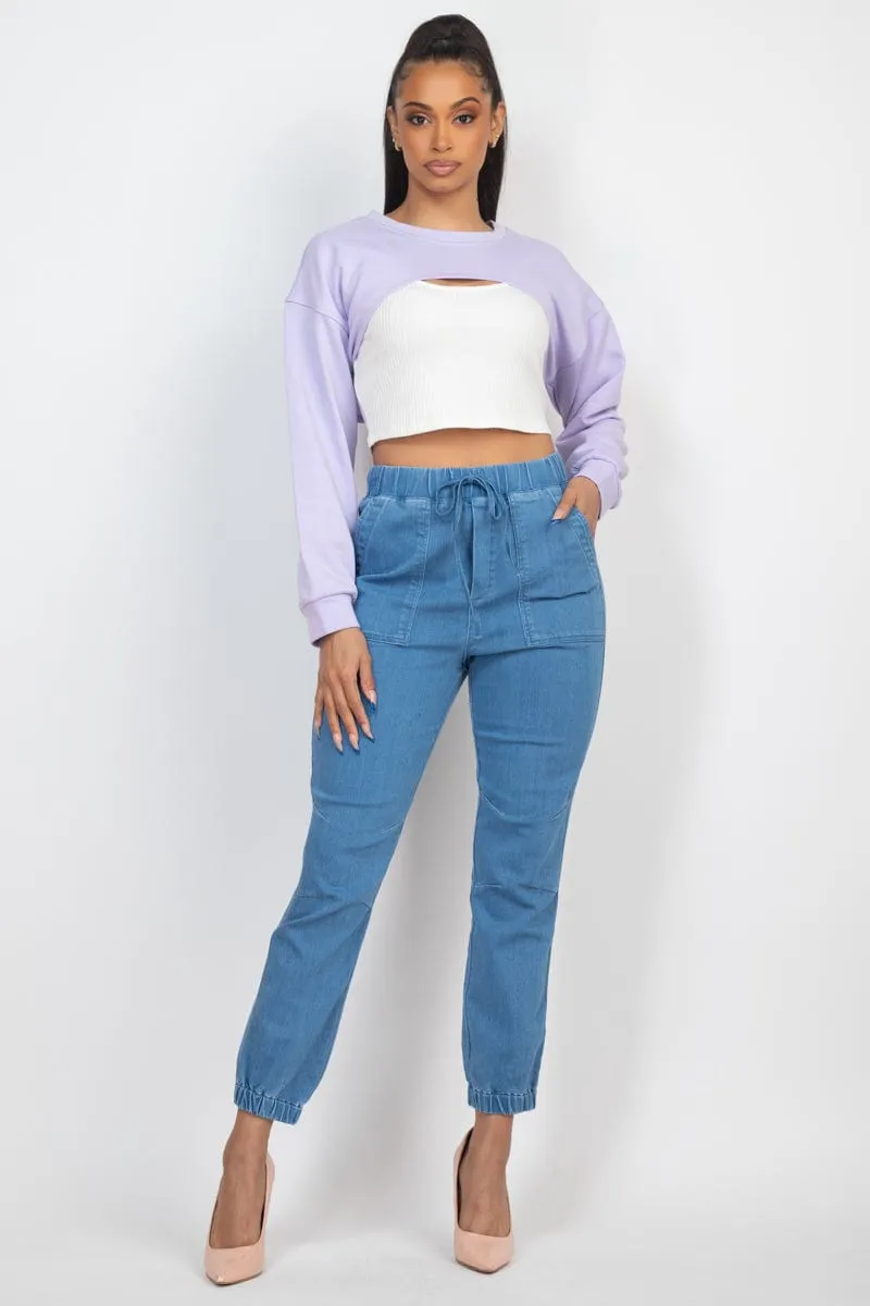 Geovan Shrug Sweater Crop Top