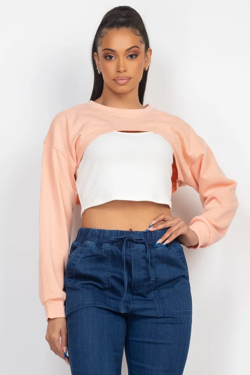 Geovan Shrug Sweater Crop Top