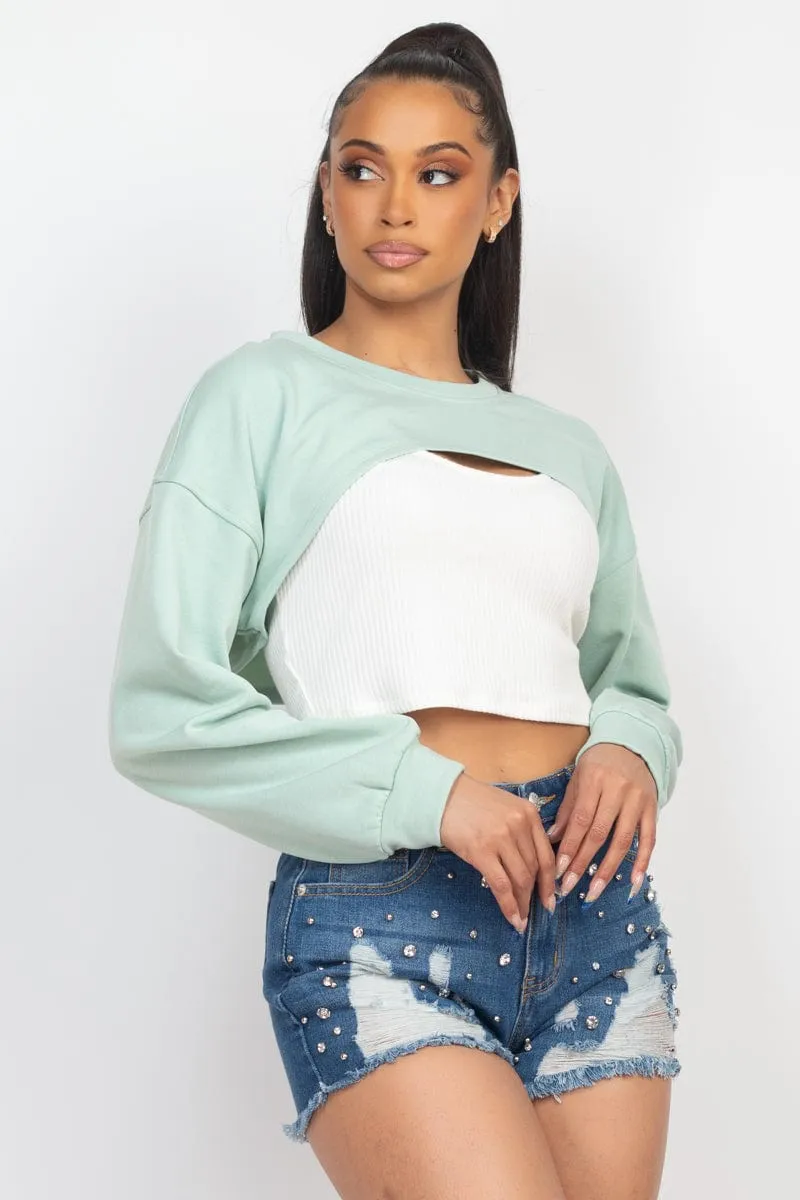 Geovan Shrug Sweater Crop Top