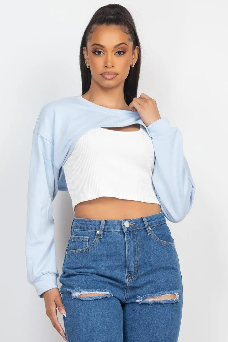 Geovan Shrug Sweater Crop Top