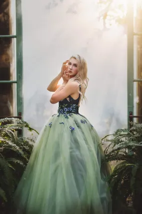 Good used condition  Olive-Beautiful floor long gown - Teen- Adult
