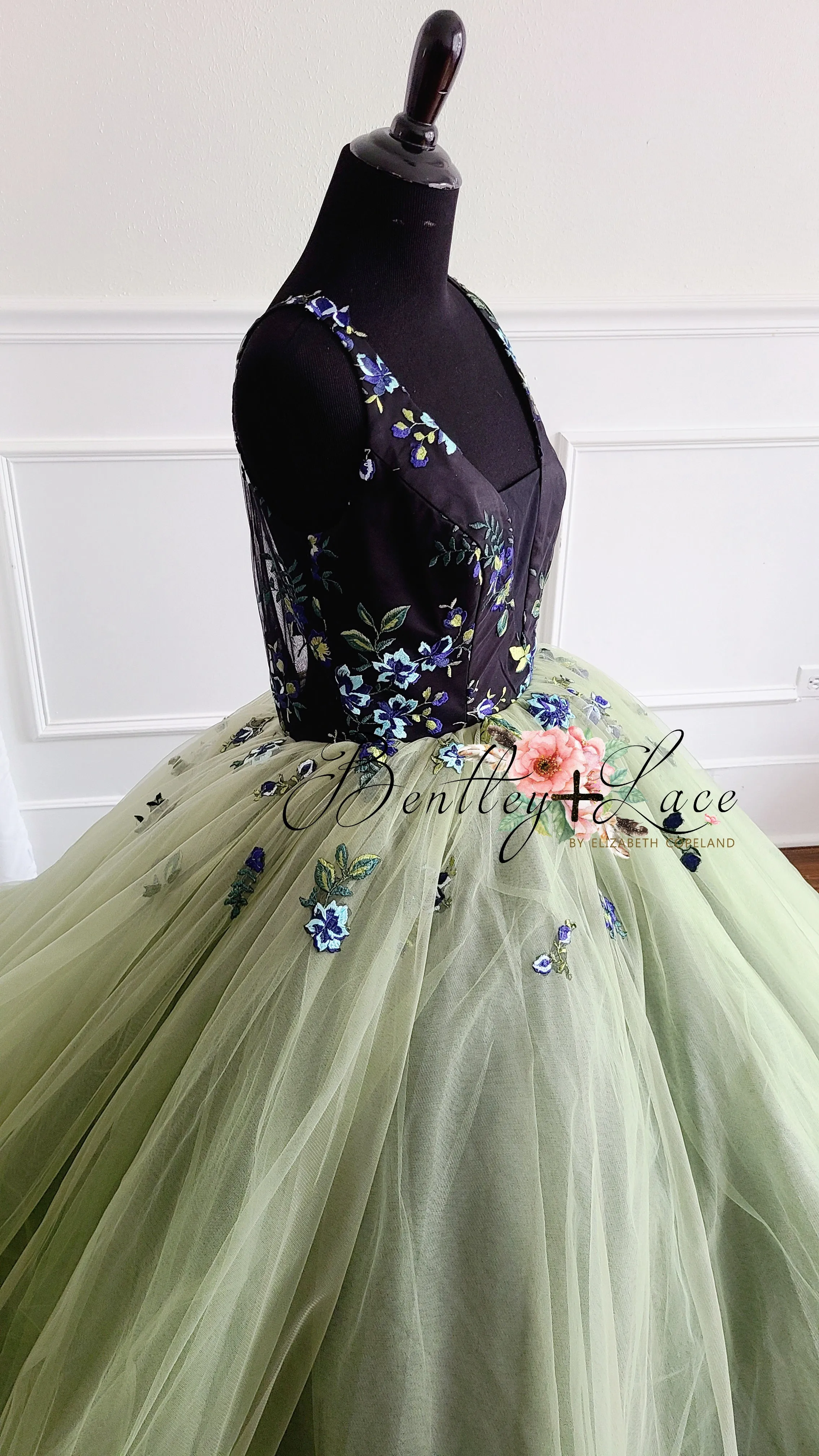 Good used condition  Olive-Beautiful floor long gown - Teen- Adult