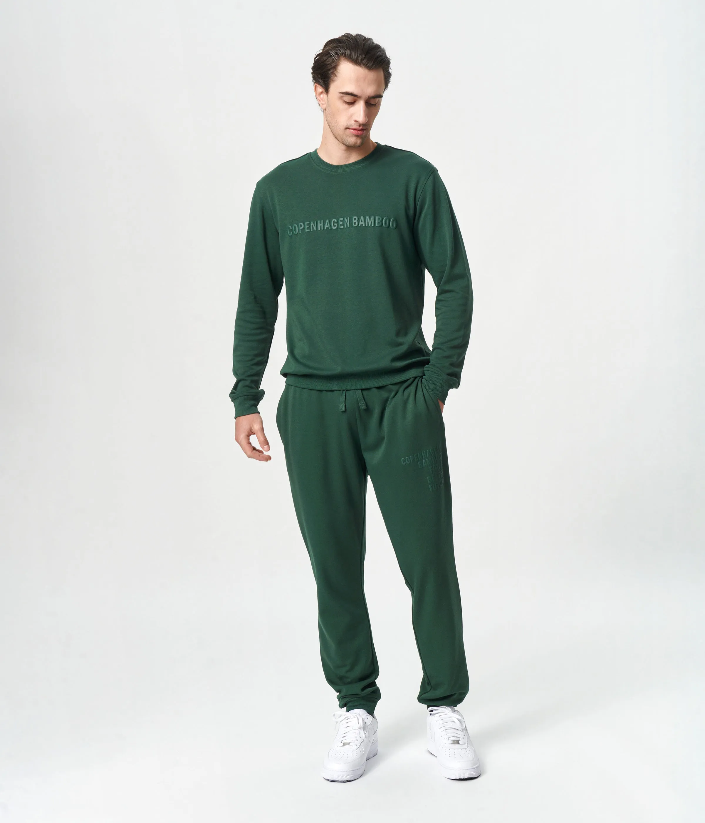 Green bamboo sweatshirt with logo