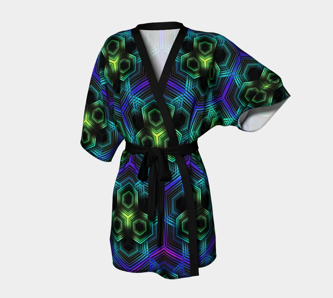 Green Hexagon Pattern | Kimono Robe | Yantrart Design