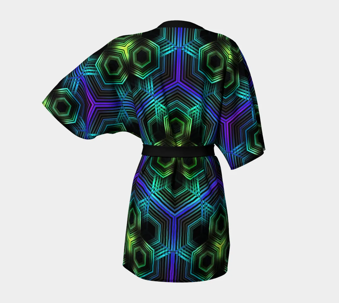 Green Hexagon Pattern | Kimono Robe | Yantrart Design