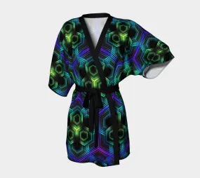 Green Hexagon Pattern | Kimono Robe | Yantrart Design