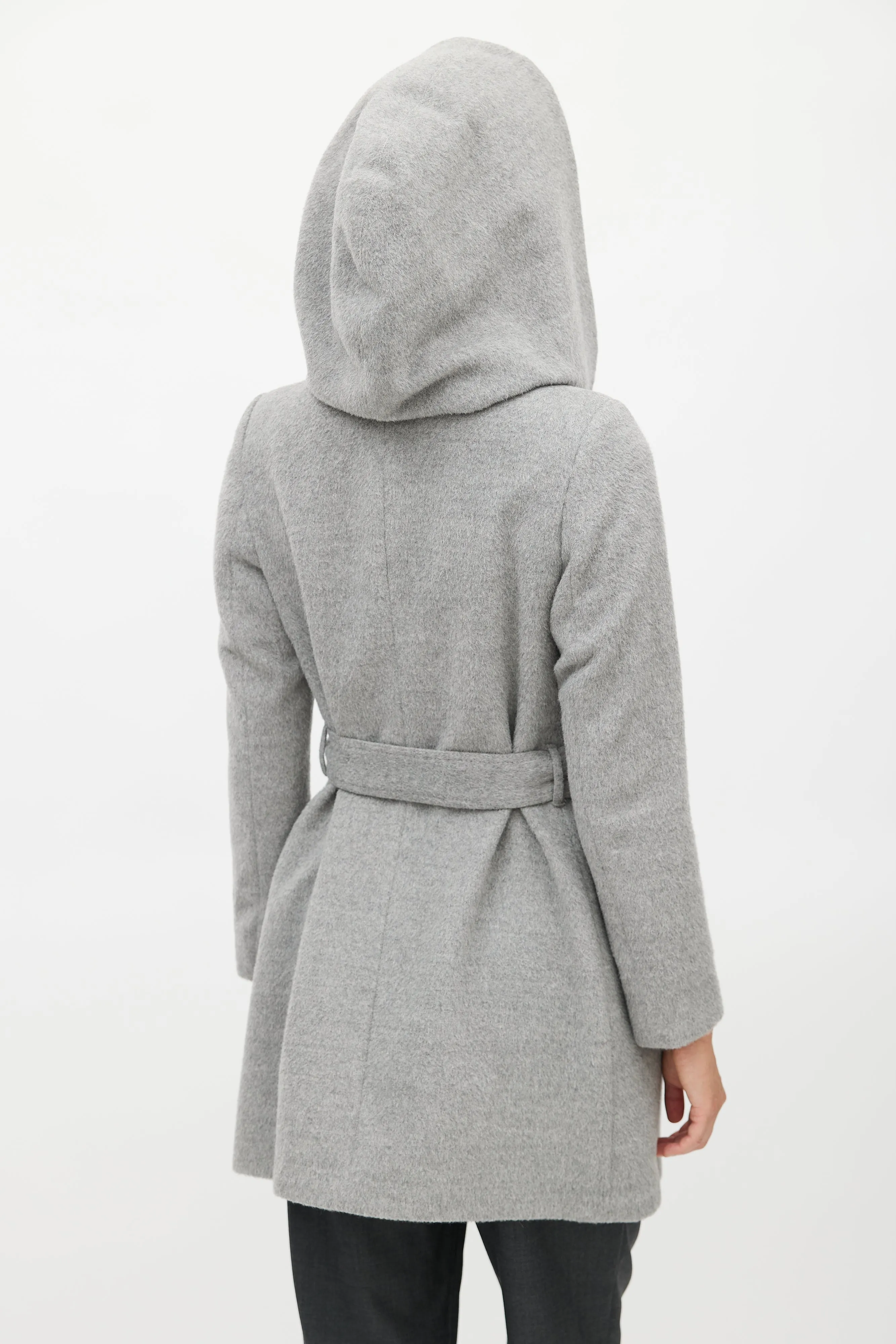 Grey Alpaca Belted Jacket