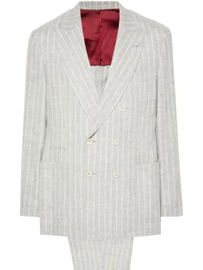 Grey Alpaca Wool-Blend Stripe Suit