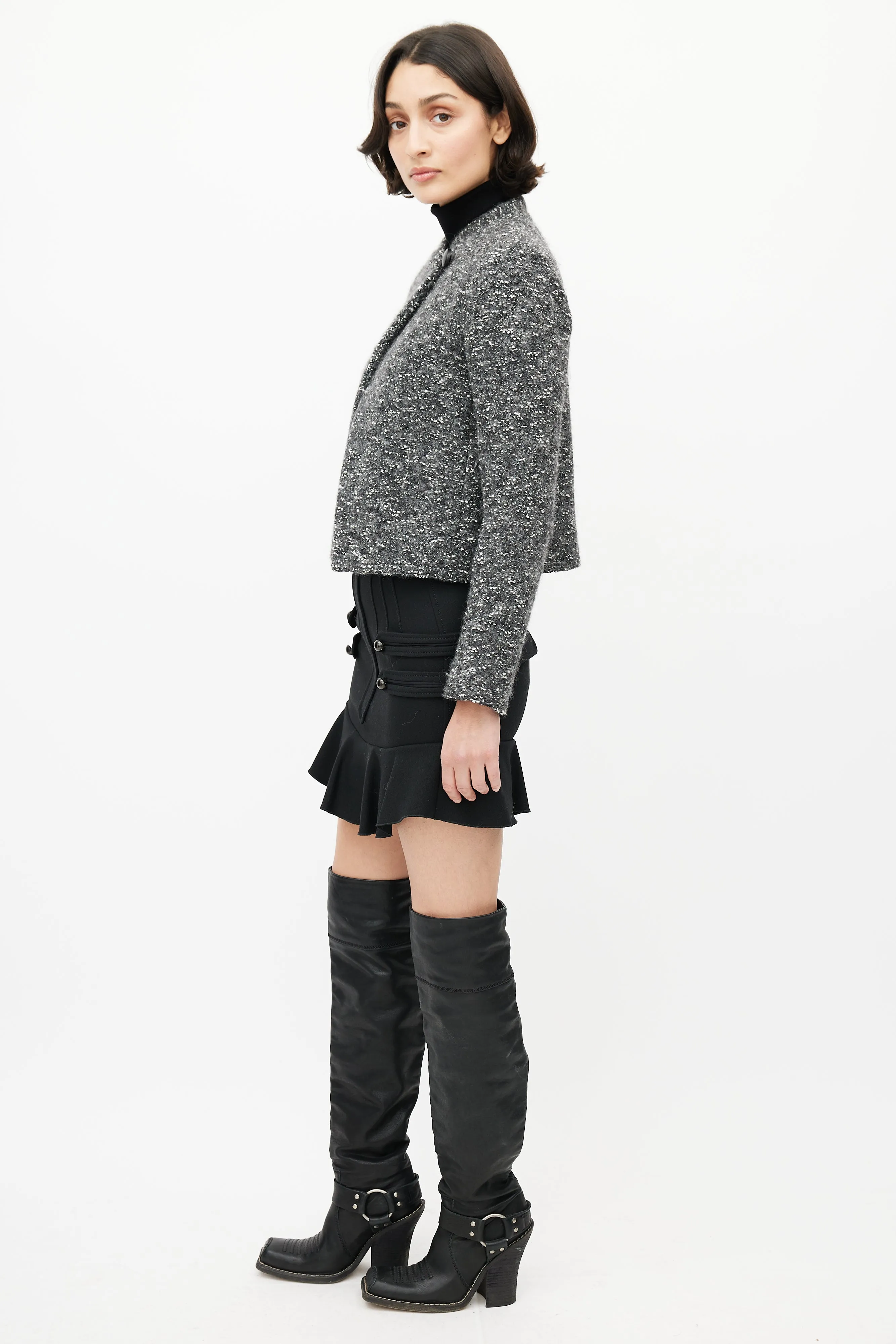 Grey & White Boucle Jacket